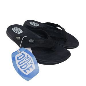 Hey Dude Christi Flip Flops Classic Black Thong Sandals NWT